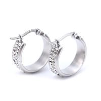 Stainless Steel Hoop Earring, 304 Stainless Steel, fashion jewelry & Unisex & micro pave cubic zirconia, original color 