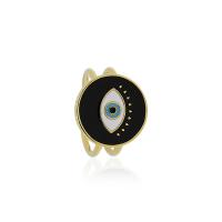 Evil Eye Jewelry Finger Ring, 304 Stainless Steel, Vacuum Ion Plating, fashion jewelry & for woman & epoxy gel, golden 