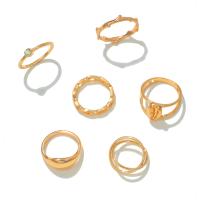 Zinc Alloy Ring Set, gold color plated, 5 pieces & fashion jewelry & for woman & with rhinestone, golden 