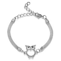 Rhinestone Brass Bracelets, with 1.18inch extender chain, silver color plated, fashion jewelry & for woman & with rhinestone Approx 7.09 Inch 