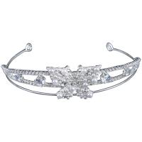 Bridal Tiaras, Zinc Alloy, with Plastic Pearl, silver color plated, fashion jewelry & for woman & with rhinestone, silver color, Inner Approx 160mm cm 