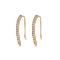 Brass Hook Earwire, gold color plated, DIY & micro pave cubic zirconia, golden [