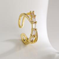 Cubic Zirconia Micro Pave Brass Finger Ring, plated, fashion jewelry & micro pave cubic zirconia, gold, Inner Approx 17mm 
