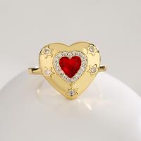 Cubic Zirconia Micro Pave Brass Finger Ring, Heart, plated, fashion jewelry & micro pave cubic zirconia inner 1.7~1.9cm 