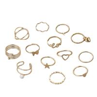 Zink-Legierung Ring Set, Zinklegierung, mit Kunststoff Perlen, 13 Stück & Modeschmuck & für Frau & mit Strass, keine, verkauft von setzen[