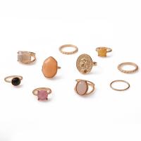 Zink-Legierung Ring Set, Zinklegierung, mit Opal & Harz, plattiert, 10 Stück & Modeschmuck & für Frau & mit kubischem Zirkonia, farbenfroh, verkauft von setzen[