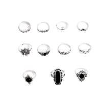 Zink-Legierung Ring Set, Zinklegierung, mit schwarzer Stein, plattiert, 11 Stück & Modeschmuck & für Frau & Emaille & mit Strass, keine, verkauft von setzen[