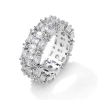 Cubic Zirconia Micro Pave Brass Finger Ring, Donut, platinum color plated & micro pave cubic zirconia & for woman, 8mm 