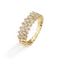 Cubic Zirconia Micro Pave Brass Finger Ring, gold color plated & micro pave cubic zirconia & for woman, golden, 6mm 