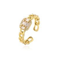 Cubic Zirconia Micro Pave Brass Finger Ring, plated & micro pave cubic zirconia, golden, inner 1.7~1.9cm 