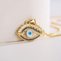 Evil Eye Jewelry Necklace, Brass, with 5cm extender chain, plated, micro pave cubic zirconia & enamel cm 