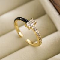Cubic Zirconia Micro Pave Brass Finger Ring, plated, fashion jewelry & micro pave cubic zirconia & enamel inner .7 ~1.9cm 