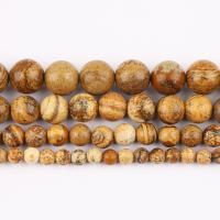 Landschafts-Jaspis Perlen, Bild Jaspis, rund, DIY & verschiedene Größen vorhanden, Länge:ca. 37 cm, verkauft von Strang