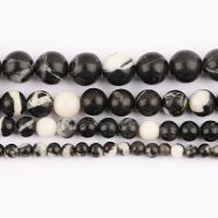 Zebra-Jaspis Perle, Zebra Jaspis, rund, poliert, DIY & verschiedene Größen vorhanden, Länge:ca. 37 cm, verkauft von Strang