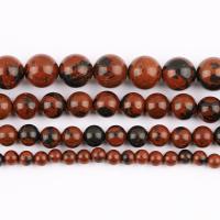 Mahagoni Obsidian Perlen, mahagonibrauner Obsidian, rund, poliert, DIY & verschiedene Größen vorhanden, Länge:ca. 37 cm, verkauft von Strang