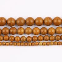 Holzmaserung Stein Perlen, Grain Stein, rund, poliert, DIY & verschiedene Größen vorhanden, Länge:ca. 37 cm, verkauft von Strang