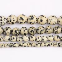 Dalmatinische Perlen, Dalmatiner, rund, poliert, DIY & verschiedene Größen vorhanden, Länge:ca. 37 cm, verkauft von Strang
