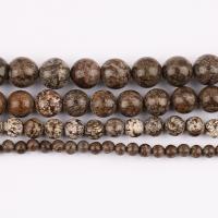 Schneeflocke Obsidian Perlen, rund, poliert, DIY & verschiedene Größen vorhanden, Kaffeefarbe, Länge:ca. 37 cm, verkauft von Strang
