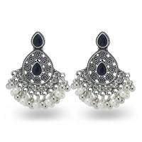 Plastic Pearl Zinc Alloy Earring, with Plastic Pearl, plated, fashion jewelry & for woman & with rhinestone 47mm 