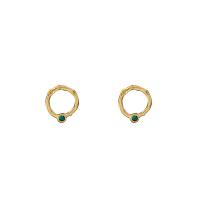 Cubic Zircon Brass Earring, with Cubic Zirconia, Donut, gold color plated, for woman & hollow, 15mm 
