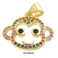 Cubic Zirconia Micro Pave Brass Pendant, Animal, gold color plated, cute & fashion jewelry & micro pave cubic zirconia, mixed colors 