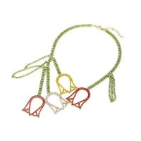 Bijoux de fer prêt à porter de collier , avec 6cm chaînes de rallonge, fleur, Placage, bijoux de mode & avec strass, multicolore cm, Vendu par PC