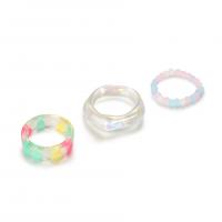 Resin Finger Ring, three pieces & fashion jewelry & for woman, multi-colored 