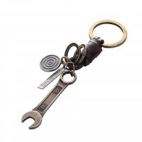 Leather Key Chains, Zinc Alloy, with Full Grain Cowhide Leather, plated, fashion jewelry & for woman, brown 