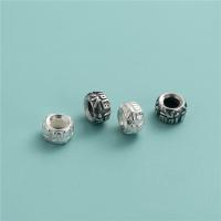 Sterling Silber Spacer Perlen, 925 Sterling Silber, Rondell, DIY & mit Brief Muster, keine, 6.7x3.8mm, Bohrung:ca. 3.2mm, verkauft von PC
