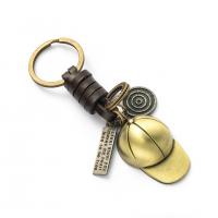 Leather Key Chains, Zinc Alloy, with Cowhide, gold color plated, fashion jewelry & for woman, golden, 110mm 