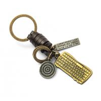 Leather Key Chains, Zinc Alloy, with Cowhide, plated, fashion jewelry & for woman, golden, 110mm 