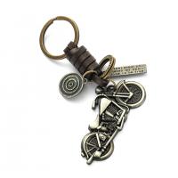 Leather Key Chains, Zinc Alloy, with Cowhide, Motorcycle, plated, fashion jewelry & for woman, 120mm 