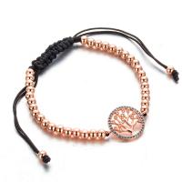 Strass bracelets de cuivre, laiton, avec corde en nylon, Placage, bijoux de mode & pour femme & avec strass, plus de couleurs à choisir Environ 18 cm, Vendu par brin