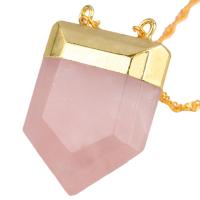 Gemstone Zinc Alloy Pendants, with Zinc Alloy, polished, Natural & fashion jewelry & DIY & double-hole, clear Approx 2mm [