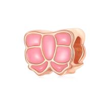 Enamel Zinc Alloy European Beads, Bowknot, rose gold color plated, DIY, pink, 10-15mm 