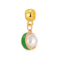 Zinc Alloy European Pendants, with Plastic Pearl, Round, plated, DIY & enamel, mixed colors [