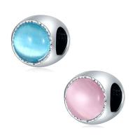 Perles European en alliage de zinc, avec Oeil de chat, Plat rond, Placage de couleur argentée, DIY, plus de couleurs à choisir, Vendu par PC[