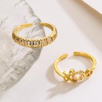 Cubic Zirconia Micro Pave Brass Finger Ring, plated, fashion jewelry & micro pave cubic zirconia, golden, inner .7 ~1.9cm 