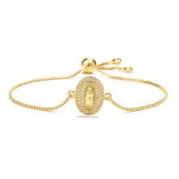 Cubic Zirconia Micro Pave Brass Bracelet, plated, fashion jewelry & micro pave cubic zirconia, golden Approx 17 cm 