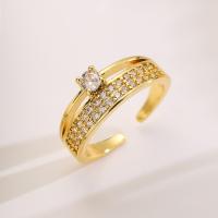 Cubic Zirconia Micro Pave Brass Finger Ring, plated, fashion jewelry & micro pave cubic zirconia, gold, inner .7 ~1.9cm 