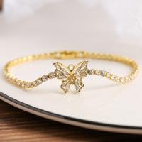 Cubic Zirconia Micro Pave Brass Bracelet, Butterfly, plated, fashion jewelry & micro pave cubic zirconia cm 