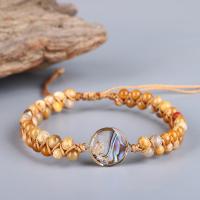 Yellow Agate Bracelet, with Nylon Cord & Shell & Zinc Alloy, handmade, Natural & fashion jewelry & for woman, yellow cm 