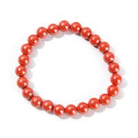 Fashion Cinnabar Bracelet, Round, fashion jewelry & Unisex red Approx 19 cm 