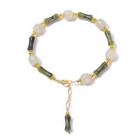 Pulsera de jade, Jade sureño, con cuarcita Jade & aleación de zinc, con 5cm extender cadena, chapado en color dorado, Joyería & para mujer, color mixto, 7x8mm,5x12mm, longitud:aproximado 19 cm, Vendido por UD