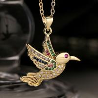 Cubic Zircon Micro Pave Brass Necklace, with 5cm extender chain, Bird, plated, fashion jewelry & micro pave cubic zirconia cm 