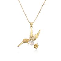 Cubic Zircon Micro Pave Brass Necklace, with 5cm extender chain, Bird, plated, fashion jewelry & micro pave cubic zirconia, golden cm 