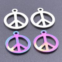 Stainless Steel Pendants, 304 Stainless Steel, Flat Round, Vacuum Ion Plating, fashion jewelry & DIY & hollow 
