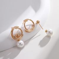 Plastic Pearl Zinc Alloy Earring, with Plastic Pearl, 18K gold plated, fashion jewelry & detachable & for woman 