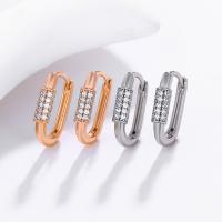 Zinc Alloy Huggie Hoop Earring, plated, fashion jewelry & for woman & with rhinestone 
