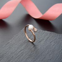 South Sea Shell Finger Ring, Zinc Alloy, with Shell Pearl, rose gold color plated, fashion jewelry & micro pave cubic zirconia & for woman 5mm,1mm [